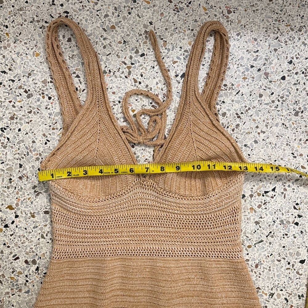 Torn by Ronny Kobo resort wear low back tan halter knit maxi dress m medium - Picture 10 of 12